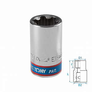 Головка торцевая TORX Plus 1/2", EP22, L = 45 мм KING TONY 433E22M