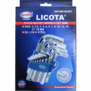 Licota HW1M019H2S2 Набор шестигранников угловых 13пр., 2-19 мм