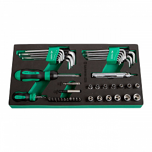 GARWIN PRO 646292 Набор отверток универсальных, торцевых головок 1/4", Г-образных ключей HEX, TORX с отв., 21 пр. в ложементе EVA