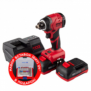 Аккумуляторный шуруповерт, ударный, 18 В, 4 предмета, кейс, в комплекте набор бит MIGHTY SEVEN DS-203SP
