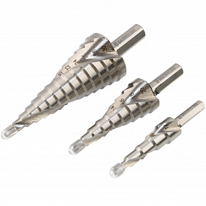 GARWIN INDUSTRIAL 102580-4-12*4-30 Набор ступенчатых сверл 4-12, 4-20, 4-30 мм, HSS-Co5, со спиральной канавкой