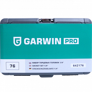 GARWIN PRO 642176 Набор торцевых головок 1/4" 6-ти гранных 76 предметов, 5-14 мм