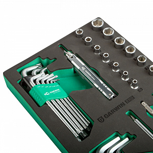 GARWIN PRO 646292 Набор отверток универсальных, торцевых головок 1/4", Г-образных ключей HEX, TORX с отв., 21 пр. в ложементе EVA