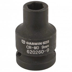 GARWIN PRO 620260-9 Головка, 1/2", 9 мм, торцевая, 6-гранная, ударная