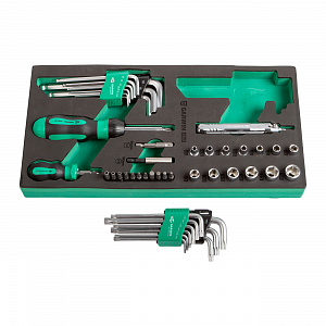 GARWIN PRO 646292 Набор отверток универсальных, торцевых головок 1/4", Г-образных ключей HEX, TORX с отв., 21 пр. в ложементе EVA