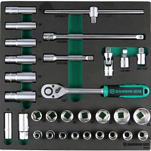 GARWIN PRO 646065 Набор торцевых головок 1/2" 31 пр. в ложементе EVA