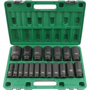 GARWIN PRO 626526-19 Набор ударных головок дюймовых глубоких 1/2", 78 мм, 19 пр., 3/8" — 1-1/2"