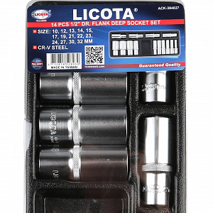 Licota ACK-384027 Набор торцевых головок глубоких 1/2" 14 пр. в ложементе 10 - 32 мм