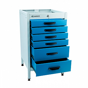 GARWIN PRO MST-T6-7035-5015 Тумба 6 ящиков Standart, без крышки, светло-серый каркас, светло-синие ящики, 7035+5015
