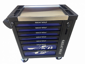 Инструментальная тележка с инструментом GW-8ST 248 BLUE SET (Great Wolf, 248поз), 8 ящиков, увеличенные колеса с тормозом, ЦЗ, усиленная