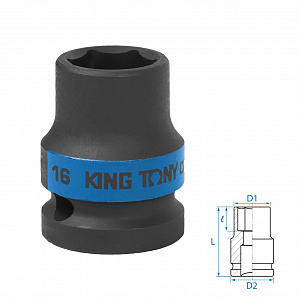 Головка торцевая ударная шестигранная 1/2", 16 мм KING TONY 453516M