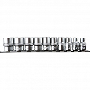 Licota TBS-22006 Набор торцевых головок 1/2" 12-ти гранных, 10 пр. на линейке, 3/8"-15/16"