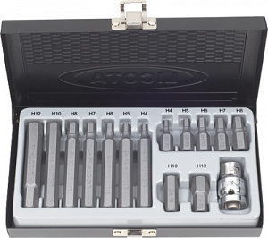 Licota ABS-80001 Набор бит шестигранных H4-H12 S2, 15 пр.