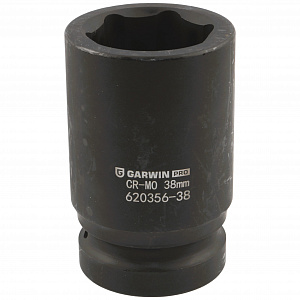 GARWIN PRO 620356-38 Головка, 1", 38 мм, торцевая, 6-гранная, ударная, глубокая