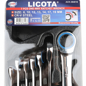 Licota ACK-384018 Набор ключей комбинированных трещоточных 7 пр. 8 - 19 мм, в ложементе