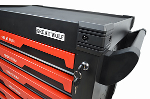 Инструментальная тележка с инструментом GW-7ST1 Black (Great Wolf, 249поз), 7 ящиков, увеличенные колеса с тормозом, ЦЗ, усиленная