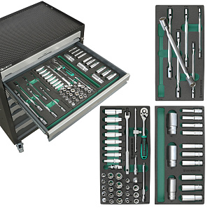 GARWIN PRO S01007-336 Тележка инструментальная 7 полок с комплектом инструмента, 336 пр., серая