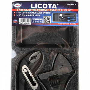 Licota ACK-384012 Набор переставные клещи и разводной ключ в ложементе