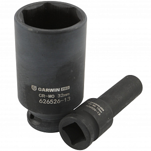 GARWIN PRO 626526-13 Набор ударных головок глубоких 78 мм 1/2" 13пр. 10-32 мм в пластиковом кейсе