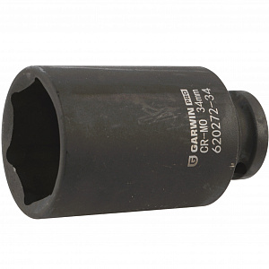 GARWIN PRO 620272-34 Головка, 1/2", 34 мм, торцевая, 6-гранная, ударная, глубокая