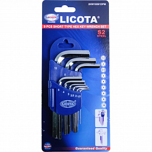 Licota 2HW10091DPM Набор шестигранников угловых коротких 9пр. 1,5-10 мм