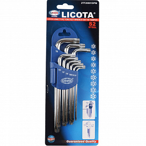 Licota 2TF20091DPM Набор торксов угловых длинных с отверстием 9пр. T10-T50
