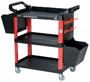 Тележка инструментальная, 3 пластиковые полки, красная NORDBERG T3