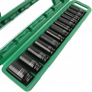 GARWIN PRO 626526-13 Набор ударных головок глубоких 78 мм 1/2" 13пр. 10-32 мм в пластиковом кейсе