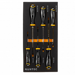 RUNTEC RT-SD3E6 Набор усиленных отверток RUNTEC CrV со сквозным стержнем в ложементе EVA, 6 предметов