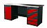 RUNTEC RTI20Z-TI7-TI0-3020 Верстак серии Industrial, 2000 мм, оцинк, тумба с 7-ю ящиками + тумба с дверью, красный RAL 3020-4004
