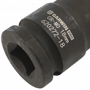 GARWIN PRO 620272-18 Головка, 1/2", 18 мм, торцевая, 6-гранная, ударная, глубокая