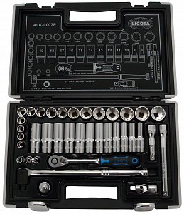 Licota ALK-0007P Набор торцевых головок 3/8" 12-ти гранных spline 37 пр., 6-24 мм