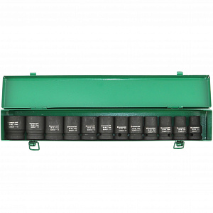GARWIN PRO 626521-12 Набор ударных головок 38 мм 1/2" 12пр. 10-24 мм в металлическом кейсе