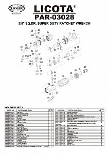 Licota PAR-03028 Пневмотрещотка 3/8" 75 Нм (7.6 кГм), ударная, промышленная