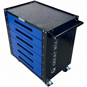 Инструментальная тележка Great Wolf 6 ящиков, колеса с тормозом, синяя GWT-B6