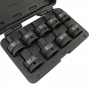 GARWIN INDUSTRIAL 626605-SET9 Набор ударных головок бит 3/4"; для внутр. шестигранника HEX 14-24 мм; SPLINE с отверстием M16H, M18H; L=60 мм; 9 пр