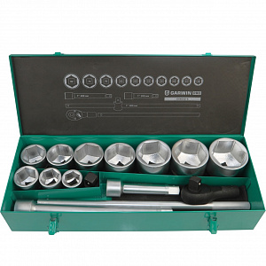 GARWIN PRO 644040-6 Набор торцевых головок 1", 6 гр., 14 пр., 36-80 мм