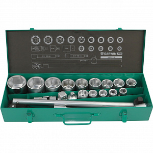GARWIN PRO 643565-6 Набор торцевых головок 3/4" 6 гр., 19-55 мм, 21 пр.