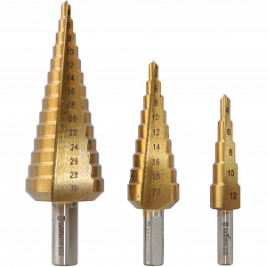 GARWIN INDUSTRIAL 102550-4-12*4-30 Набор ступенчатых сверл 4-12, 4-20, 4-30 мм, HSS, TiN