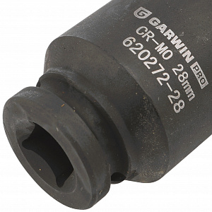 GARWIN PRO 620272-28 Головка, 1/2", 28 мм, торцевая, 6-гранная, ударная, глубокая