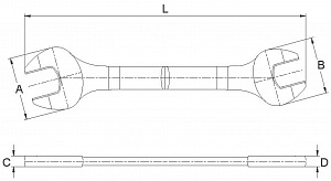 Licota AWT-EDS0607 Ключ рожковый, прямой, двусторонний, 6 мм, 7 мм