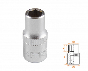 Головка торцевая стандартная шестигранная 1/4", 6 мм AFFIX AF00020006