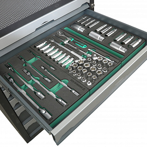 GARWIN PRO S01007-336 Тележка инструментальная 7 полок с комплектом инструмента, 336 пр., серая