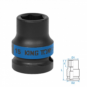 Головка торцевая ударная шестигранная 1/2", 15 мм KING TONY 453515M