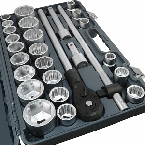GARWIN PRO 643620 Набор торцевых головок 3/4" дюйм. и метр. 27 пр. (3/4"-2", 19-50 мм)