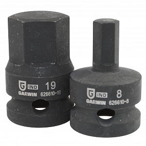 GARWIN INDUSTRIAL 626610-SET12 Набор ударных шестигранников 1/2" HEX 12 пр. 8-19 мм, 38.1 мм