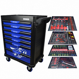 Инструментальная тележка с инструментом GW-7ST1 Blue (Great Wolf, 249поз), 7 ящиков, увеличенные колеса с тормозом, ЦЗ-5318637
