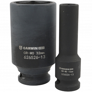 GARWIN PRO 626526-13 Набор ударных головок глубоких 78 мм 1/2" 13пр. 10-32 мм в пластиковом кейсе