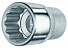 Licota ATF-4007A Головка, 1/2", 16 мм, торцевая, 6-гранная, глубокая, свечная-4004