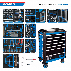 Набор инструментов 325 предметов, "BOARD", в синей тележке KING TONY 9SQ31-325MRV